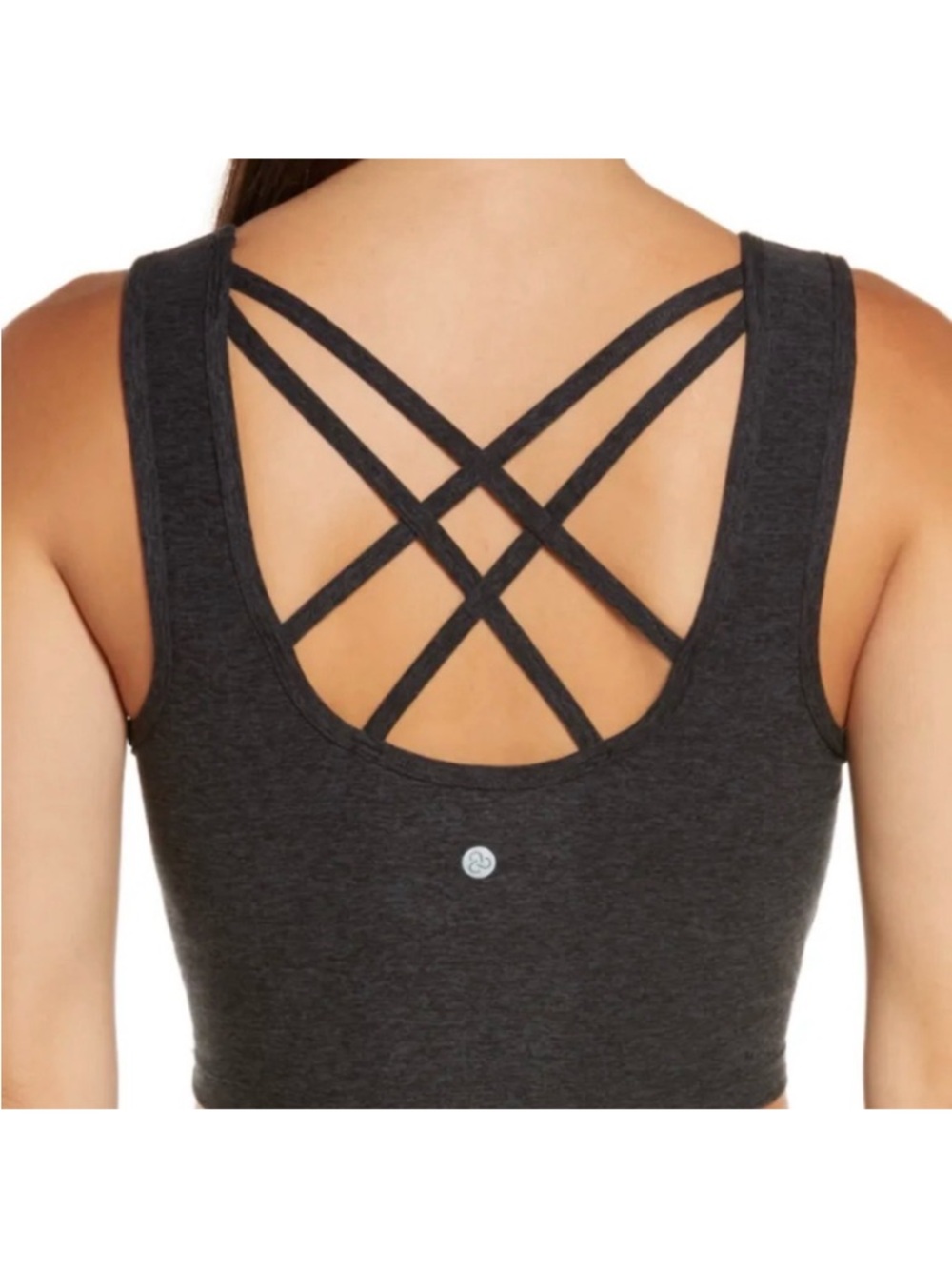 ZELLA Lola Live Black Crop Tank Top Strappy Back Size M